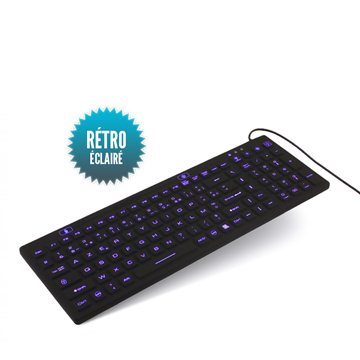 Rigid waterproof wired USB keyboard with backlighting