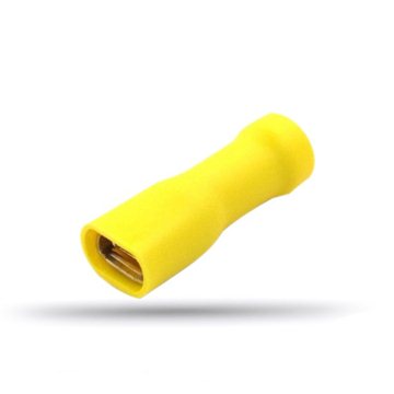 20 yellow insulated flat female cable lugs 4 to 6 mm² thickness 0.8 mm