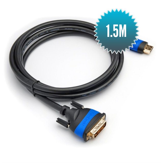 Câble HDMI 2.0 - DVI 1.5m Câble 24+1 grande vitesse (1080p Full HD 3D)