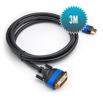 Câble HDMI 2.0 - DVI 3m Câble 24+1 grande vitesse (1080p Full HD 3D)