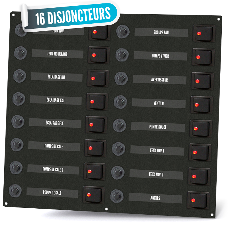 Two-pole electrical panel 16 circuit-breakers