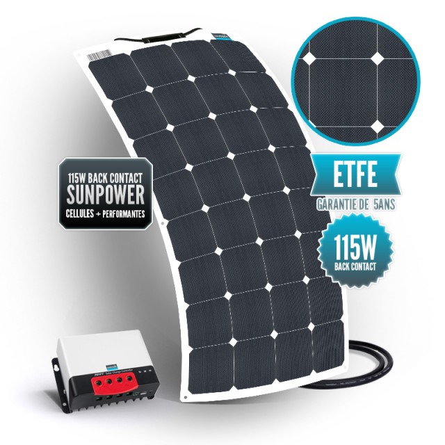 Kit solaire bimini 115 watts (unique) back contact MPPT