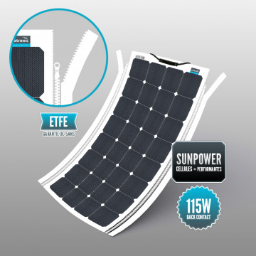 Sunpower 115 W ETFE soft panel with integrated zipper